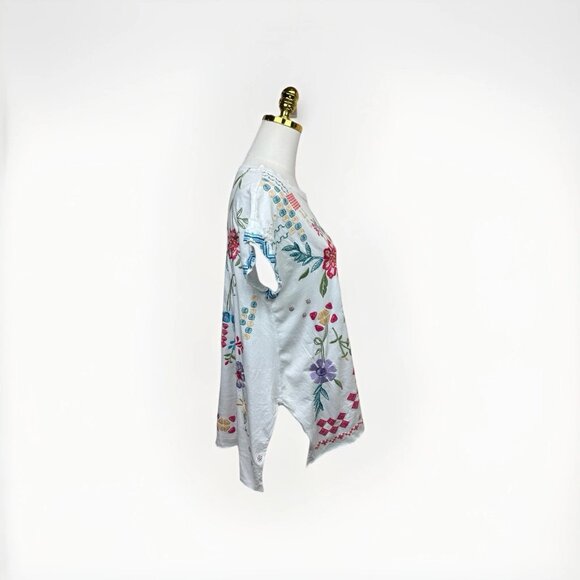 🌺 Johnny Was Katie Relaxed Drape Tee • Small • Embroidered • Worn 1X 🌺 - Picture 10 of 16